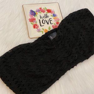 Full Tilt Black Crochet Bandeau Bralette Size Large NEW